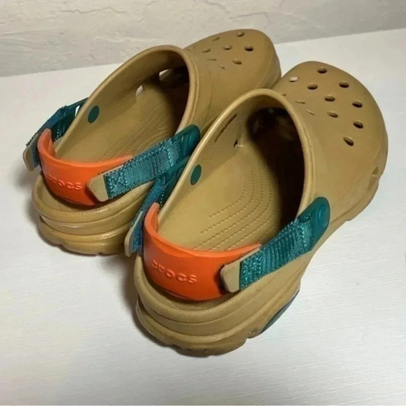 Men’s khaki crocs size 12 with green and orange accents​ - Picture 3 of 11
